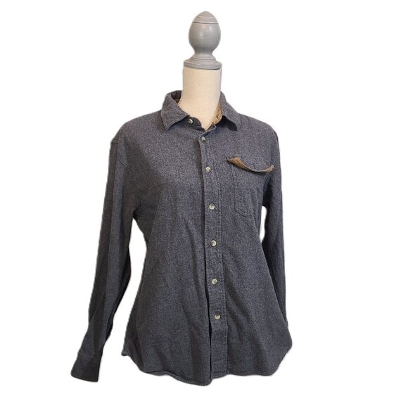 Men's Large CQR Flannel Button Down Gray Collar Casual Outdoor Shirt - Picture 1 of 9